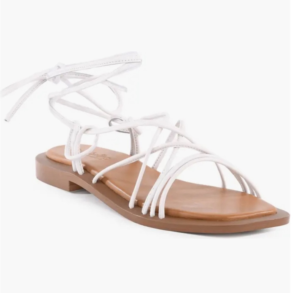 Seychelles Lilac Two Ankle Wrap White Tan Boho Coastal Sandal Women Size 10 NWT